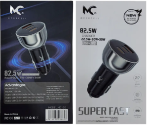 شارژر سوپر فست فندکی 82.5 وات برند MC20